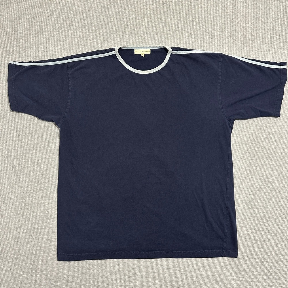 Joseph Abboud Short Sleeve Ringer T-Shirt Shoulder Stripe Navy Blue Mens XL
